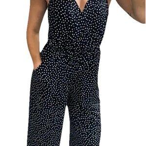 Kaileigh Rica Knit Crop Jumpsuit Navy White Womens Size 3X NWT